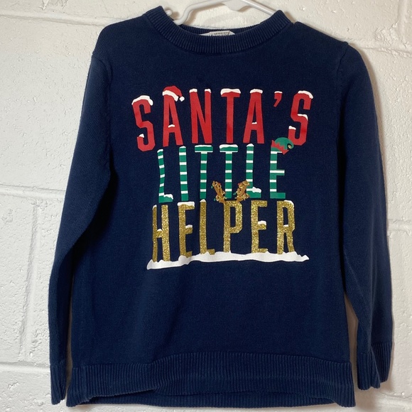 H&M Kids Santa's Little Helper Navy Sweater With Sparkle - Picture 1 of 9